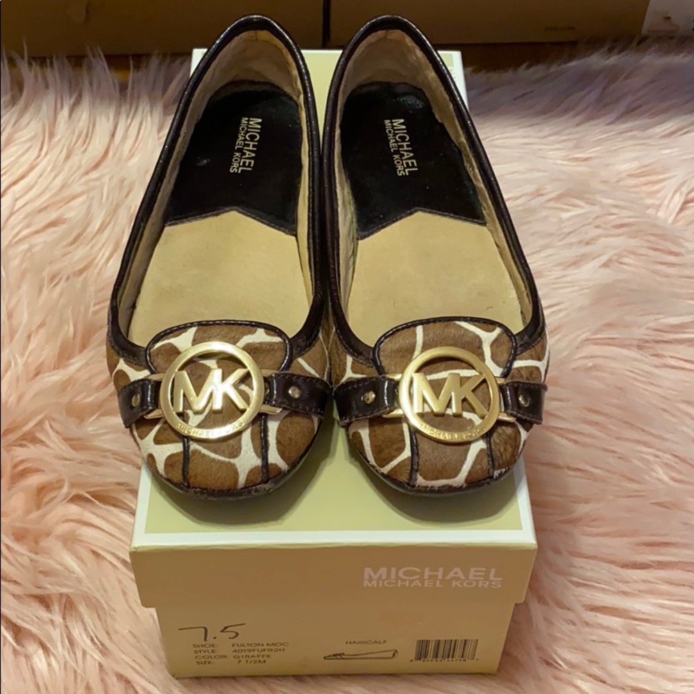 Michael Kors giraffe cow animal print flats